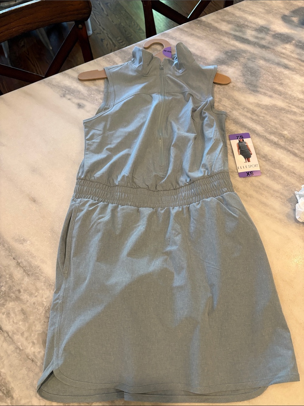 Ellie Sport Sleeveless Athletic Dress in Light Sage/blue XS